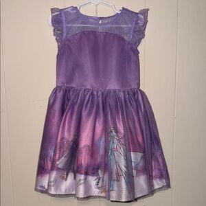 Disney Purple Frozen Print Girls Party Dress